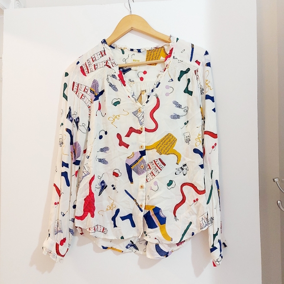 Maeve Anthro Snow Day Print Blouse - Picture 3 of 13